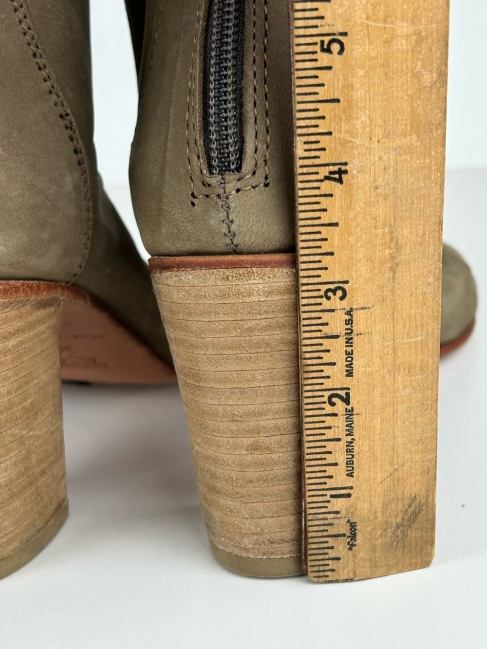 FREE PEOPLE CLEARWATER STACKED HEEL PEEP TOE ANKLE BOOT SIZE 38 TAUPE COLOR - Picture 11 of 12
